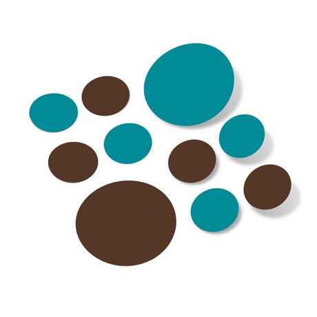 Turquoise / Chocolate Brown Polka Dot Circles Wall Decals