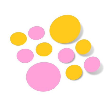 Pink / Yellow Polka Dot Circles Wall Decals