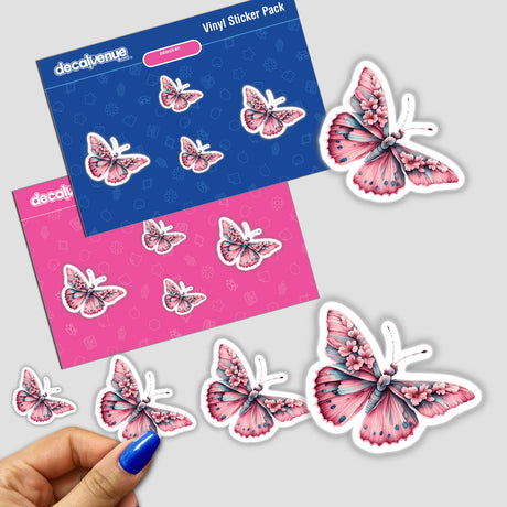 Pink Butterfly with flowers
