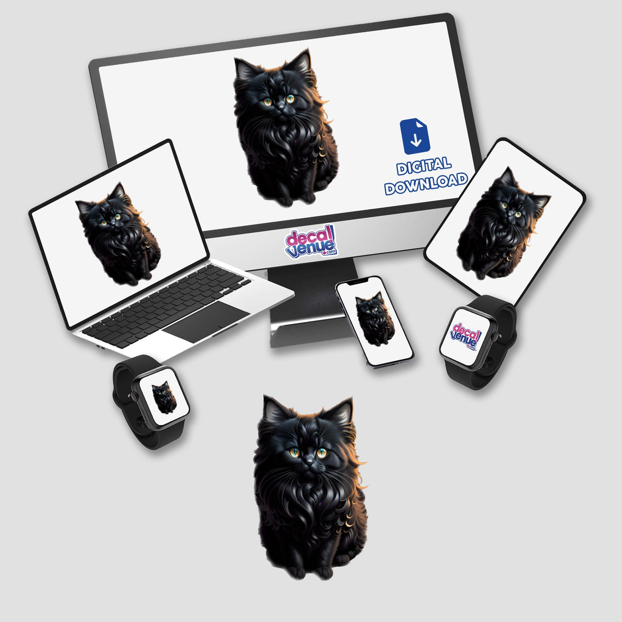 Fluffy Black Cat Decal Venue