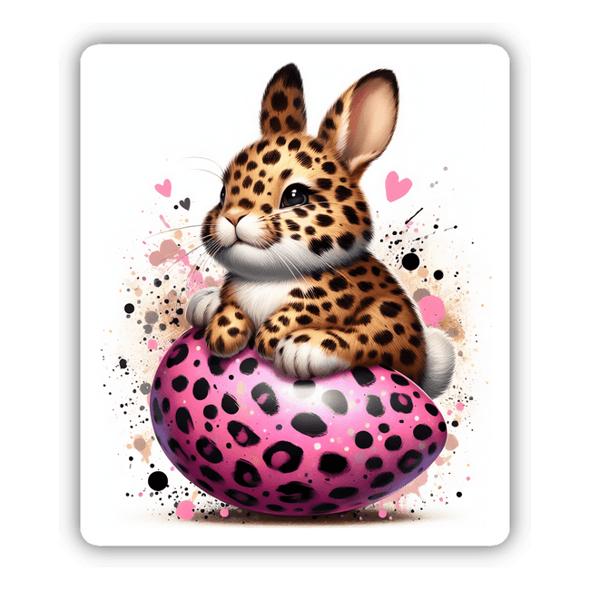 Pink Leopard Easter Bunny in Egg