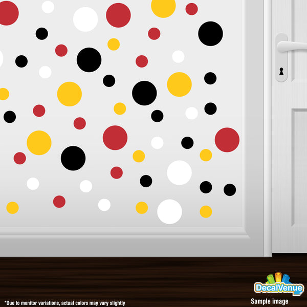 Black / Red / White / Yellow Polka Dot Circles Wall Decals