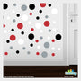 Red / Black / Metallic Silver / White Polka Dot Circles Wall Decals | Polka Dot Circles | DecalVenue.com