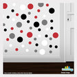 Red / White / Black / Grey Polka Dot Circles Wall Decals