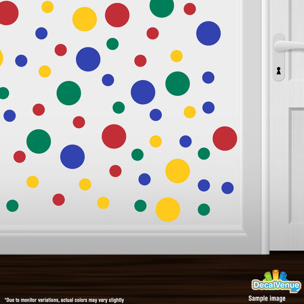 Red / Yellow / Blue / Green Polka Dot Circles Wall Decals | Polka Dot Circles | DecalVenue.com