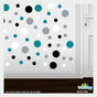 Turquoise / Black / Silver / White Polka Dot Circles Wall Decals