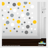 Yellow / Grey / Silver / White Polka Dot Circles Wall Decals | Polka Dot Circles | DecalVenue.com