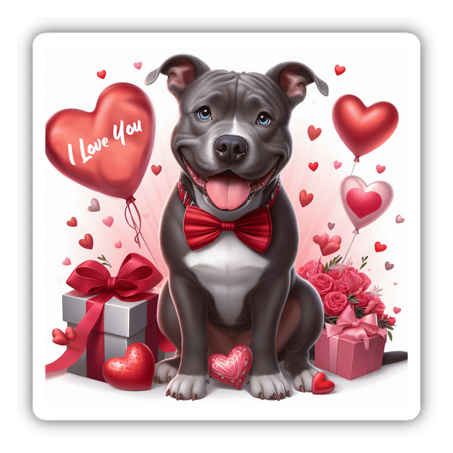 I love you Valentines Pitbull