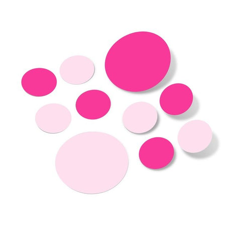 Baby Pink and Hot Pink Polka Dot Circles Wall Decals for Nursery and Home Decor
