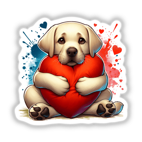 Lab Dog Hugging Heart Pillow