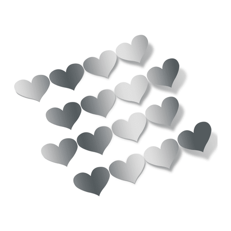 Metallic Silver Hearts Vinyl Wall Decals