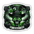 Emerald-Eyed Skull with Shamrock Hat St. Patrick's Day Sticker