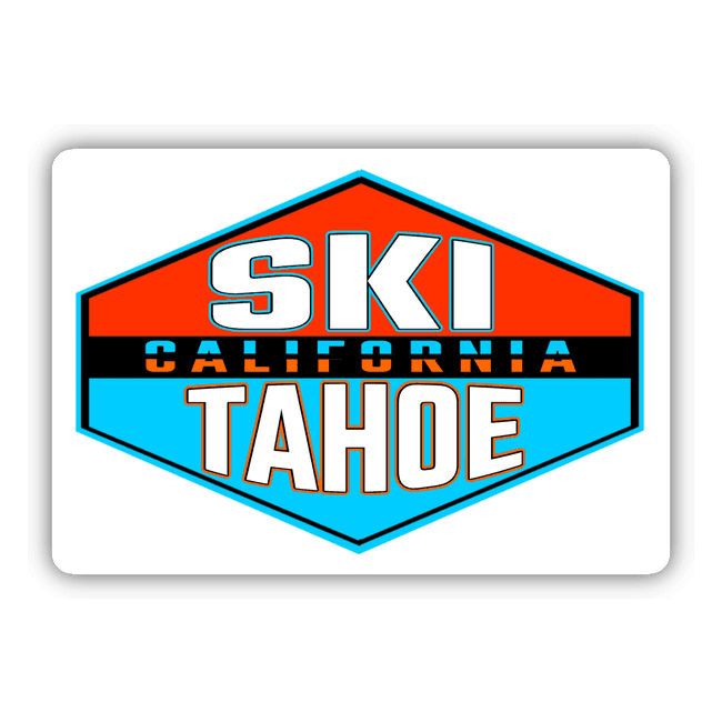 Colorful Ski Tahoe digital artwork sticker depicting the iconic Tahoe region ski destination