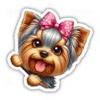 Sideways Peeking Pink Bow Yorkie