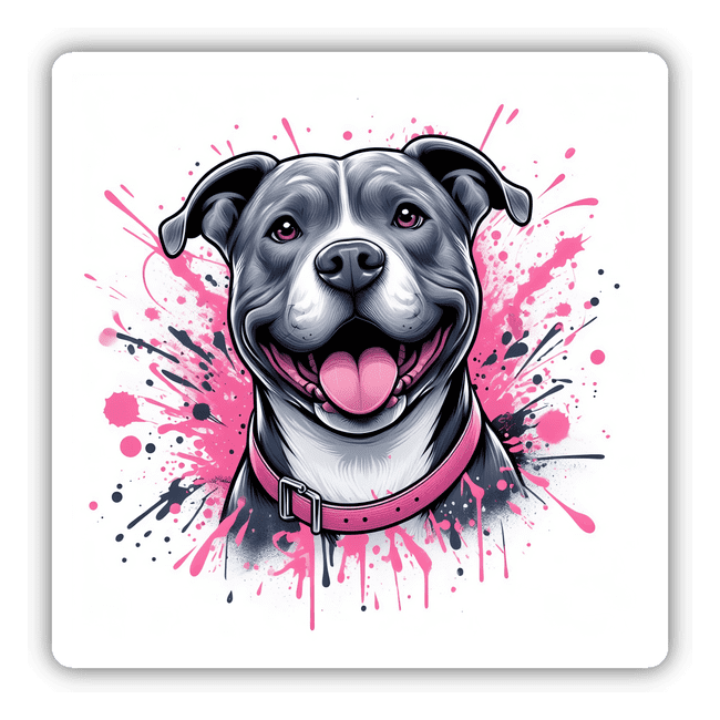 Pink Splat Pitbull w/ Background