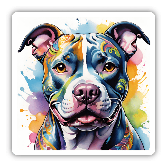 Water Colored Pitbull Portrait