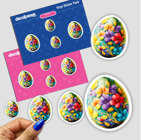 Colorful Easter Egg with Flower Decorations