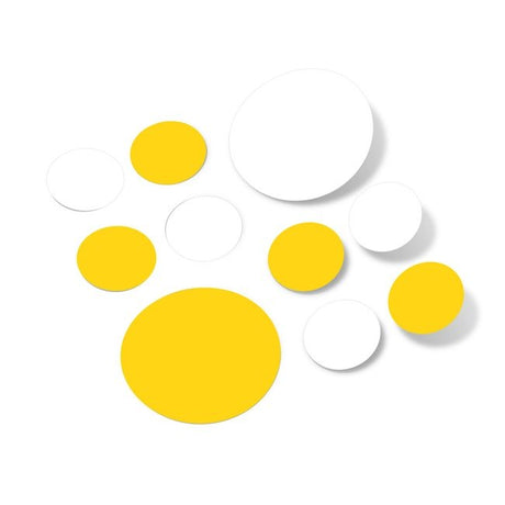 Vibrant Yellow and White Polka Dot Circles Wall Decals