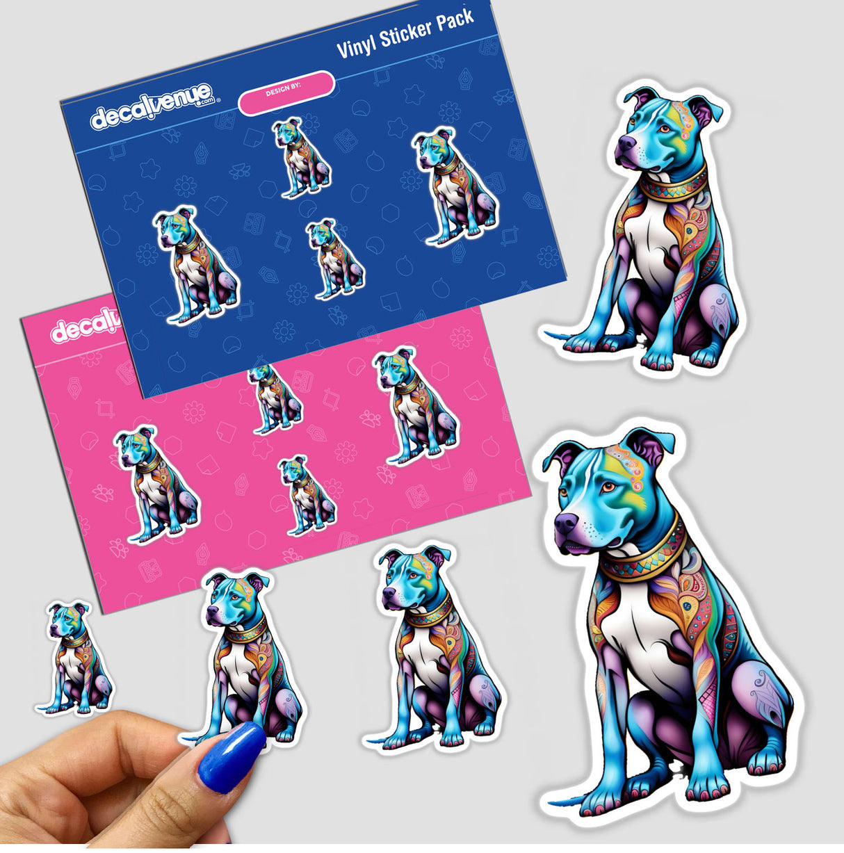 Colorful Sitting Pitbull