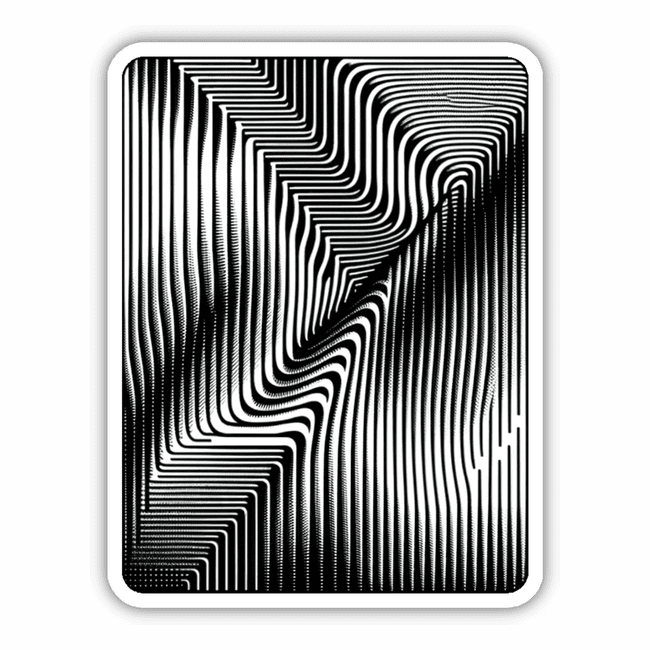 Rectangular Moiré Wave Optical Illusion Sticker