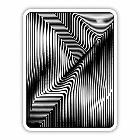 Rectangular Monochrome Geometric Optical Illusion Sticker