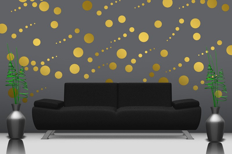 Set of 251 Metallic Gold Polka Dot Circles Wall Decals | Polka Dot Circles | DecalVenue.com