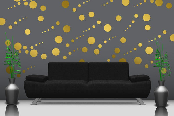Set of 251 Metallic Gold Polka Dot Circles Wall Decals | Polka Dot Circles | DecalVenue.com