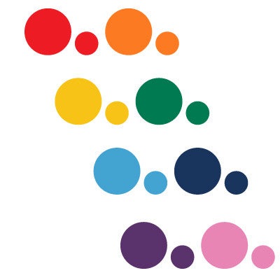 Rainbow 8 Color Mix Polka Dot Circles Wall Decals | Polka Dot Circles | DecalVenue.com