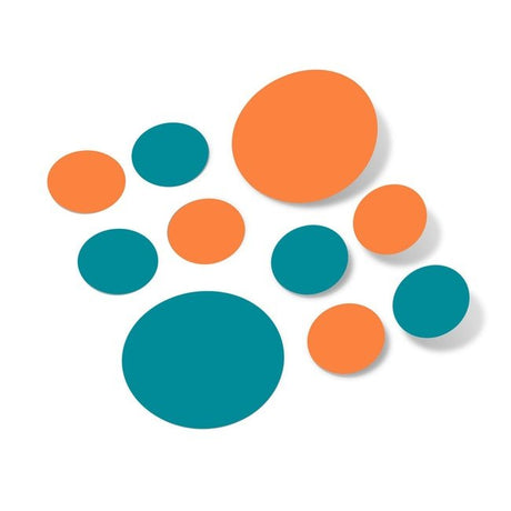 Turquoise / Orange Polka Dot Circles Wall Decals