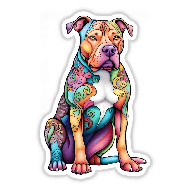 Colorful Paisley Patterned Pitbull
