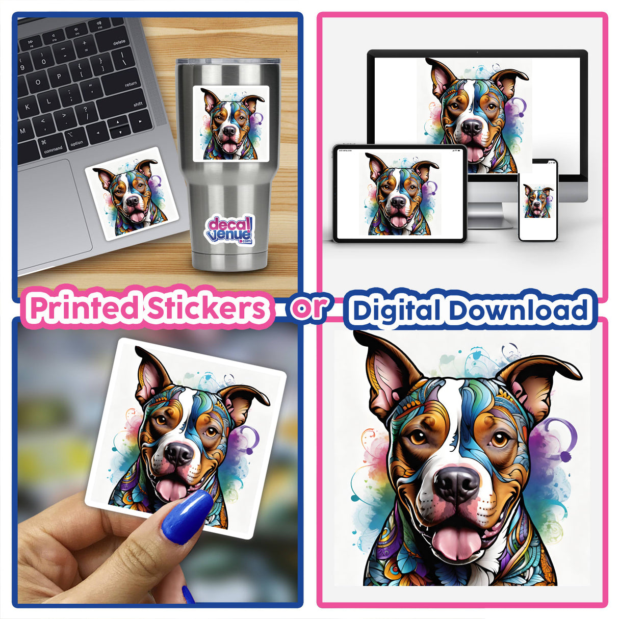 Happy Colorful Pitbull Pastel Swirls