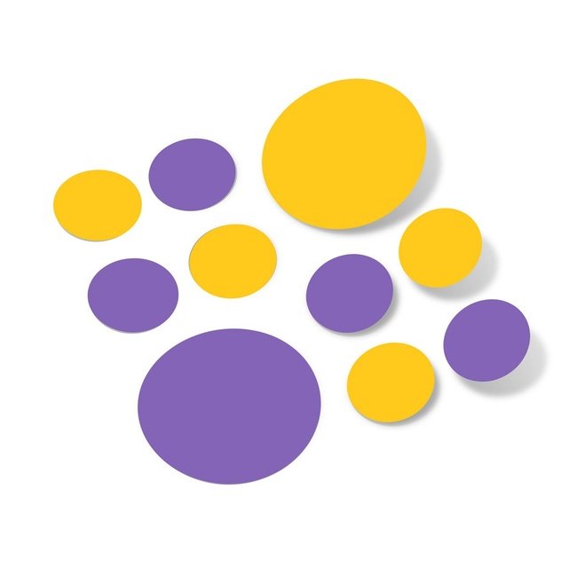 Yellow / Lavender Polka Dot Circles Wall Decals