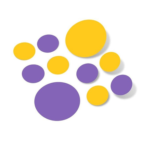Yellow and lavender polka dot circles wall decals