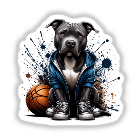Basketball and Sneakers Pitbull Dog