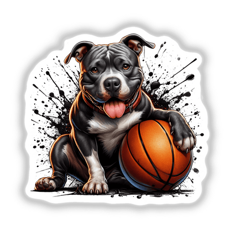 Basketball Splatter Pitbull Dog