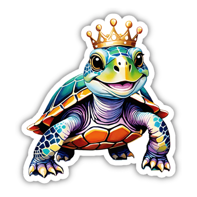 Watercolor Crowned Turtle II