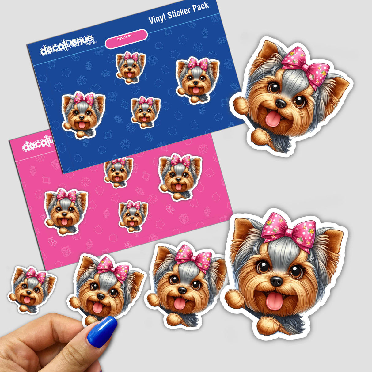 Sideways Peeking Pink Bow Yorkie