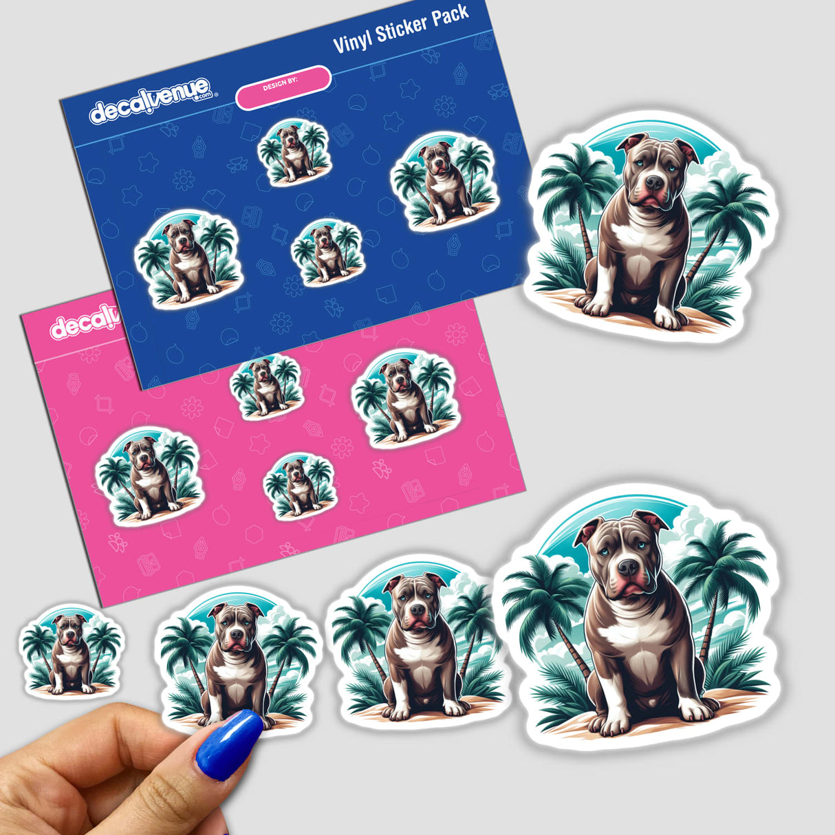 Pitbull Dog and Palm Trees