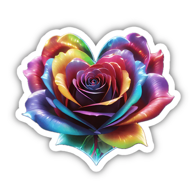 Blooming Rainbow Heart Rose Bud