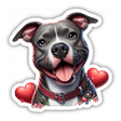 Gray Pitbull Red Hearts