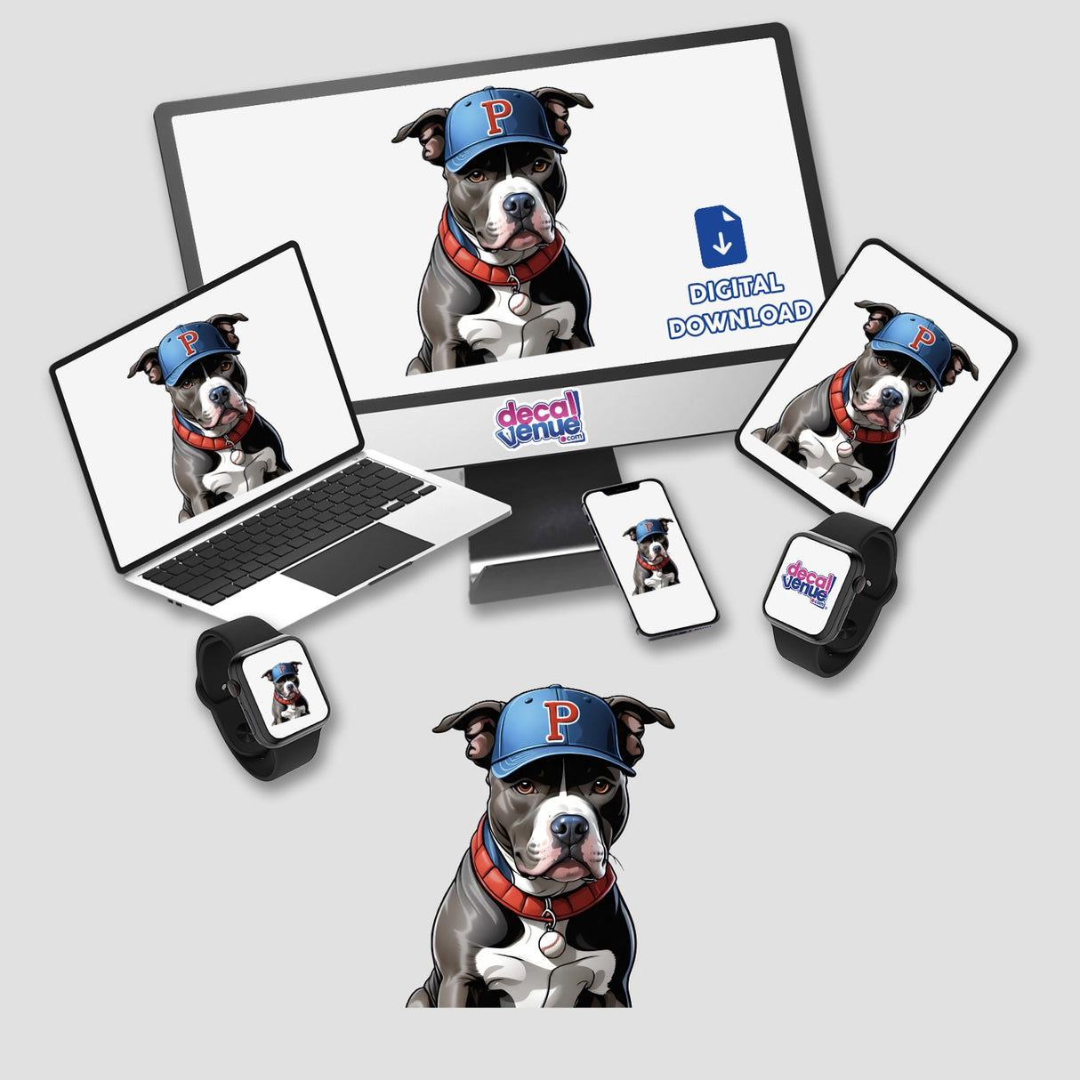 Pitbull Wearing Baseball Cap I