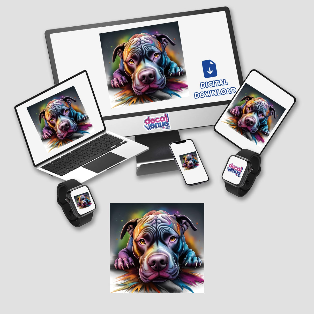 Looking Cute Colorful Pitbull