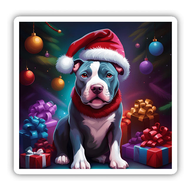 Santa Blue Pitbull w/ Background