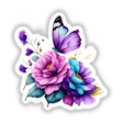 Purple Butterfly Resting on Flowers