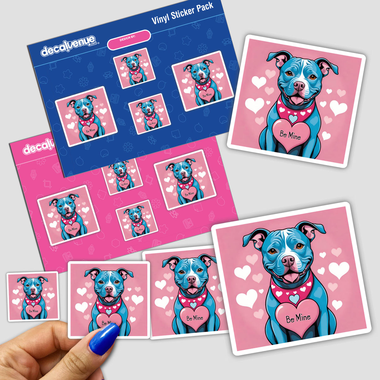 Be Mine Blue Pitbull Hearts