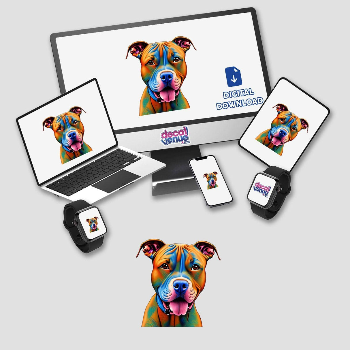 Colorful Happy Pitbull