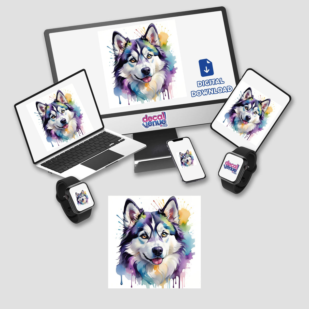 Colorful Husky Portrait