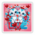 Cute Kitten Love Red and Blue Hearts