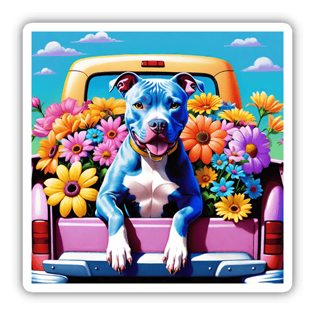 Blue Pitbull, Flowers and Tailgate III
