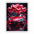 Hot Red Sports Car with Heart Balloons